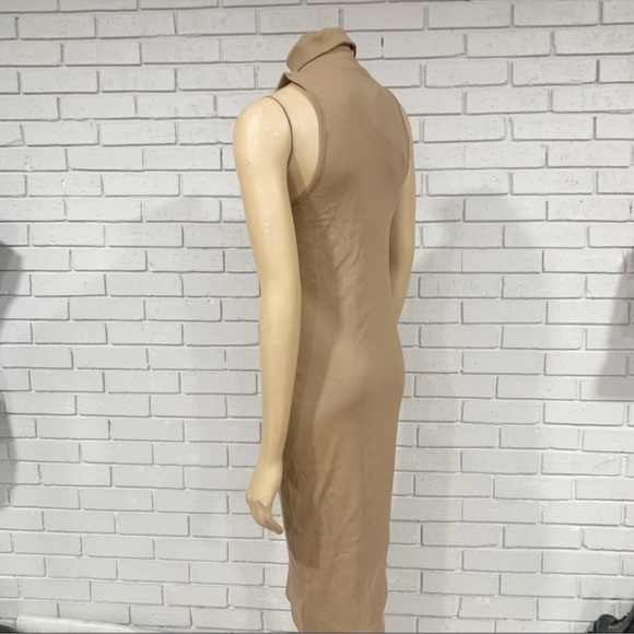 Zara Women’s Tan High Collar Rib Dress - Picture 5 of 6